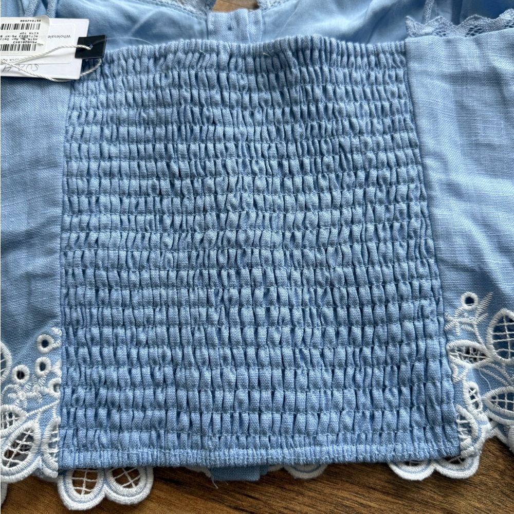 Astr Light Blue Kiya Eyelet-Hem Tie-Shoulder Cropped Cami small - Picture 5 of 9